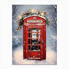 Christmas Phone Booth Canvas Print