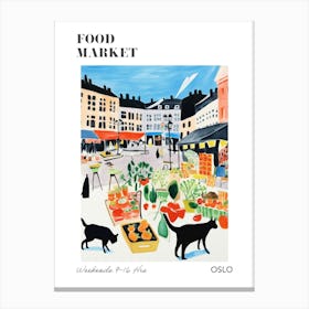 The Food Market In Oslo 2 Illustration Poster Canvas Print