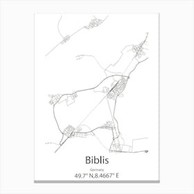 Biblis,Germany Minimalist Map Canvas Print