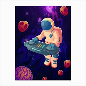 Astronaut DJ — space poster, synthwave space, neon space, aesthetic poster Canvas Print