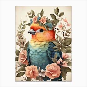 Bird With Flowers Canvas Print