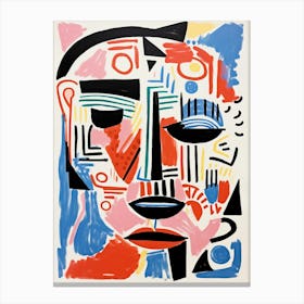 Colourful Gouache Inspired Face 4 Canvas Print