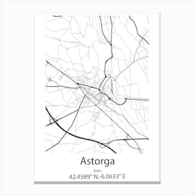 Astorga,Spain Minimalist Map Canvas Print