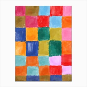 Hand-Painted Checkerboard Collage Canvas Print