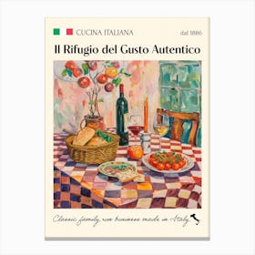 Il Rifugio Del Gusto Autentico Trattoria Italian Poster Food Kitchen Canvas Print