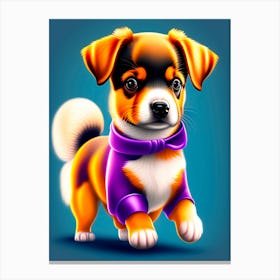 Puppy In Purple Sweater Canvas Print