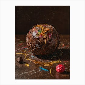 Chocolate Ball On A Dark Background Canvas Print