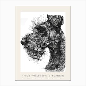 Irish Wolfhound Terrier Dog Line Sketch 1 Poster Canvas Print