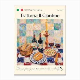 Trattoria Il Giardino Trattoria Italian Poster Food Kitchen Canvas Print