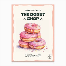 Stack Of Strawberry Donuts The Donut Shop 2 Canvas Print