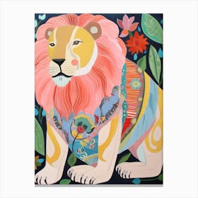 Maximalist Animal Painting Lion 3 Canvas Print