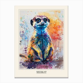 Meerkat Colourful Watercolour 4 Poster Canvas Print