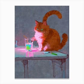 Cat In A Glass Canvas Print