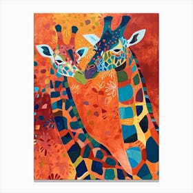 Pair Of Giraffes Cute Illustration 1 Canvas Print