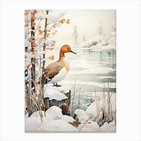 Winter Bird Painting Canvasback 1 Canvas Print