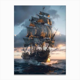 Ship In The Sea Canvas Print