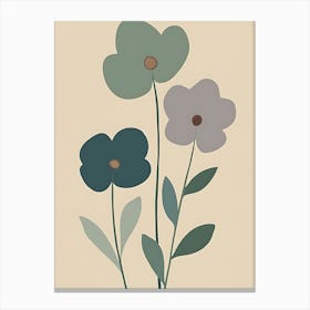 Flowers On A Beige Background 6 Canvas Print