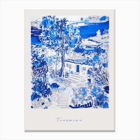 Taormina Italy Blue Drawing Poster Canvas Print