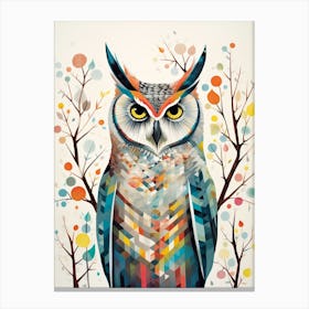 Bird Painting Collage Great Horned Owl 3 Canvas Print