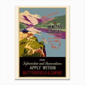 Yangtsze Gorges Travel Poster Canvas Print
