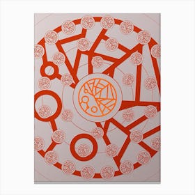 Geometric Abstract Glyph Circle Array in Tomato Red n.0020 Canvas Print