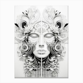 Surreal Symmetry Abstract Black And White 2 Canvas Print