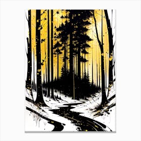 Black And Yellow Forest Canvas Print