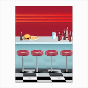 Diner Interior Vector Canvas Print