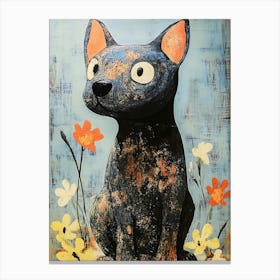 Cat With Flowers 1 Canvas Print