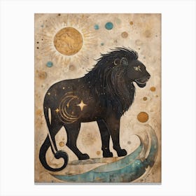 Astral Card Zodiac Leo Old Paper Painting (5) Canvas Print