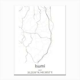 Isumi,Japan Minimalist Map Canvas Print