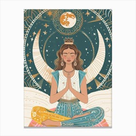 yoga women moon Canvas Print