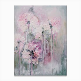 Soft Pink And Green Flower Painting Canvas Print