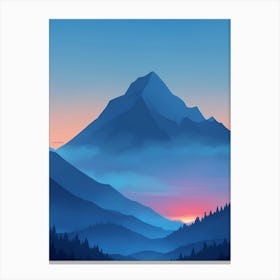 Misty Mountains Vertical Composition In Blue Tone 164 Canvas Print