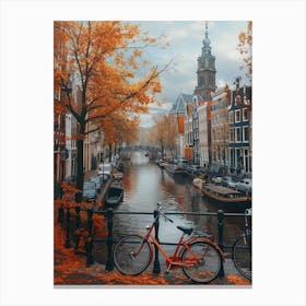 Amsterdam Canal Bikes Square Canvas Print