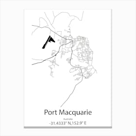 Port Macquarie,Australia Minimalist Map Canvas Print