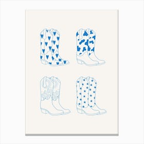 Blue Cowboy Boots Canvas Print