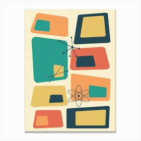 Mid Century Abstract Blocks 18 Yellow, Teal, And Orange Canvas Print