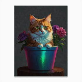 Default Draw Me A Calico Cat Attempting To Fit Into A Flowerpo 0 Canvas Print