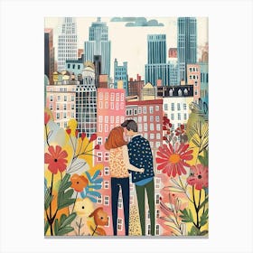 Couple in New York city Canvas Print