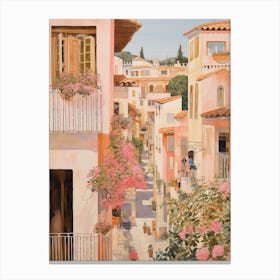 Marbella Spain 1 Vintage Pink Travel Illustration Canvas Print