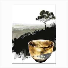 Gold Bowl With Tree Canvas Print