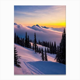 Skiwelt Wilder Kaiser Brixental, Austria 1 Sunrise Skiing Poster Canvas Print
