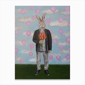 Rabbit With Balloons Canvas Print