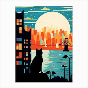 San Francisco, United States Skyline With A Cat 1 Canvas Print