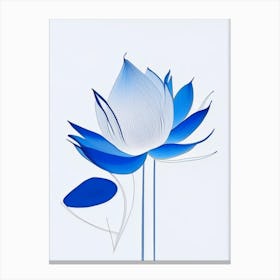Blue Lotus Abstract Line Drawing 3 Canvas Print