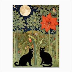 William Morris Black Cats In The Garden Canvas Print