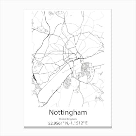 Nottingham,United Kingdom Minimalist Map Stampe su tela