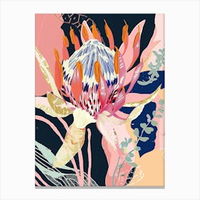 Colourful Flower Illustration Protea 4 Canvas Print