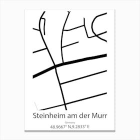 Steinheim Am Albuch,Germany Minimalist Map Stampe su tela